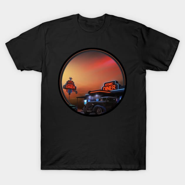 UFO Roswell Atomic Diner 1947 T-Shirt by mlbgfx